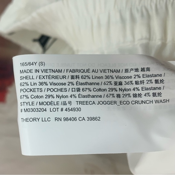 NEW THEORY Treeca Cropped Linen-Blend Jogger Pants in White - Picture 9 of 12